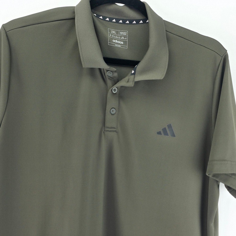 Adidas Polo Shirt Mens 2XL Olive Green Golf Performance Short Sleeve Athletic - Picture 10 of 16